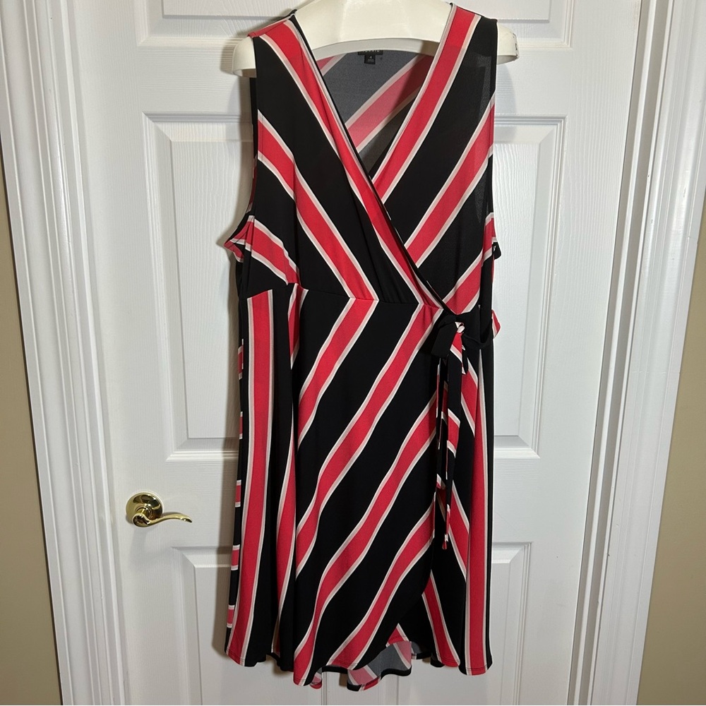 Torrid Red and Black Faux Wrap Midi Dress